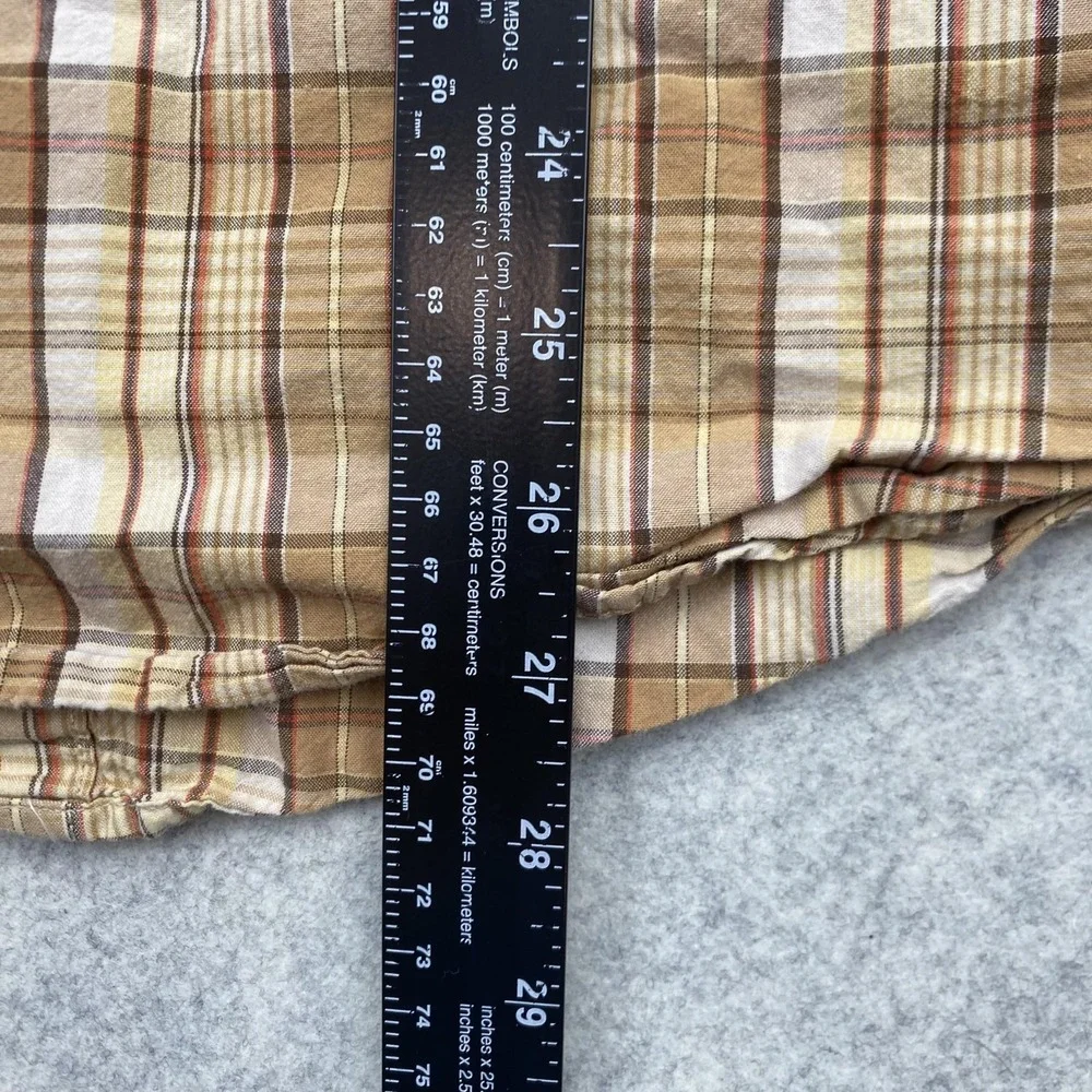 Levi's Shirt Mens Large Beige Plaid Western Pearl Snap Short Sleeve Casual
